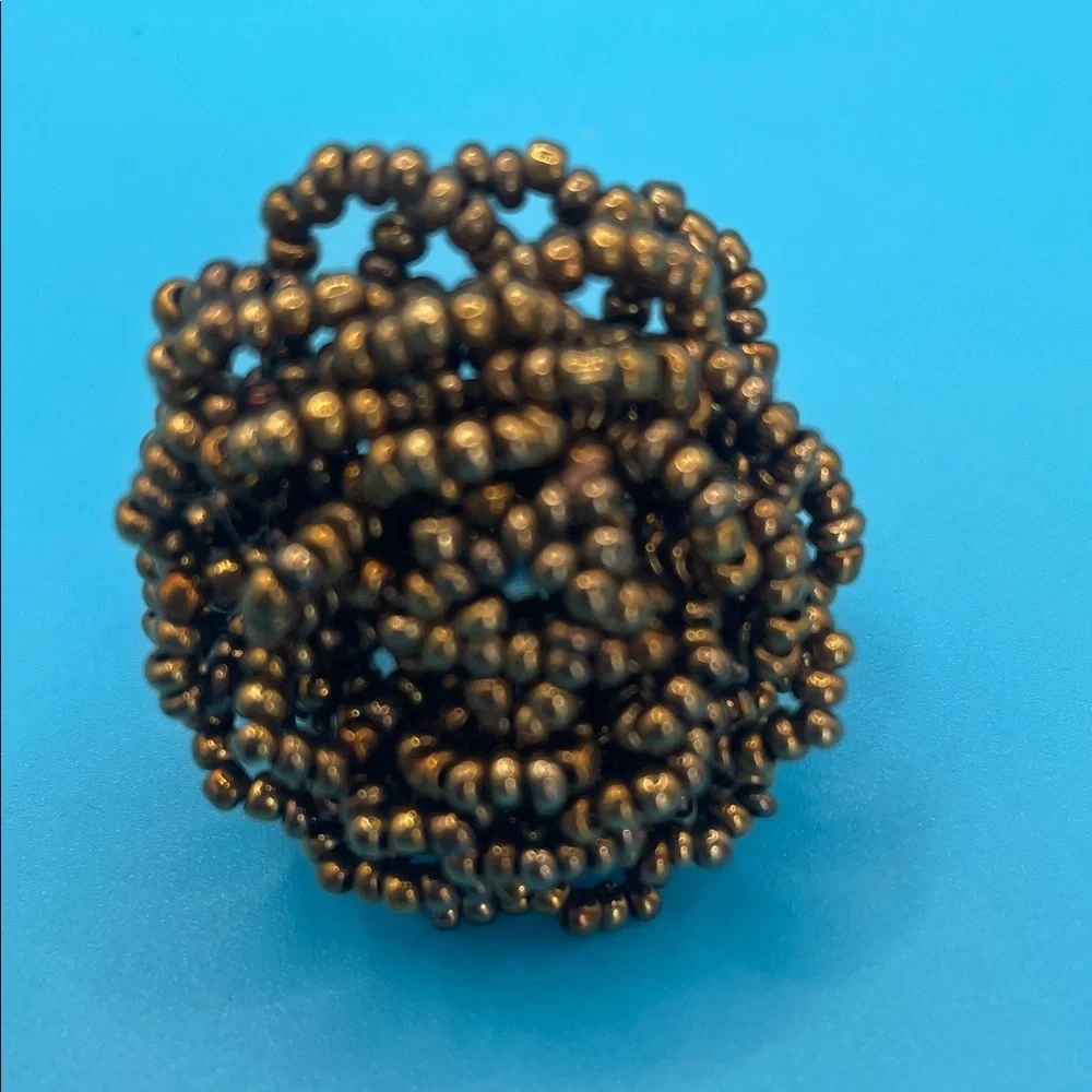 Beaded Statement Ring in brown seed beads size 8